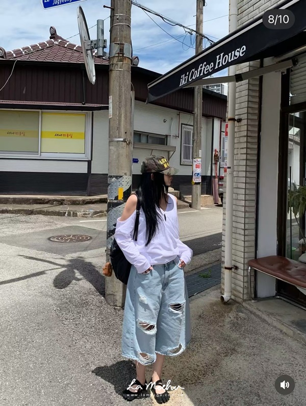 個性寬割破牛仔五分褲(闆娘.花花清單)